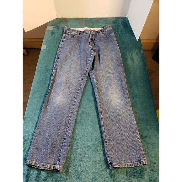 Lee Jeans Womens Sz 10 Blue Stretch Pants Straight Mid Rise Ladies Elastic Waist - Picture 1 of 12